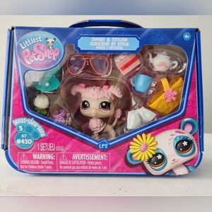 Littlest Pet Shop Series 5 Sweet & Stylish G7 #420 "Pink Poodle" LPS 10-Pc Set